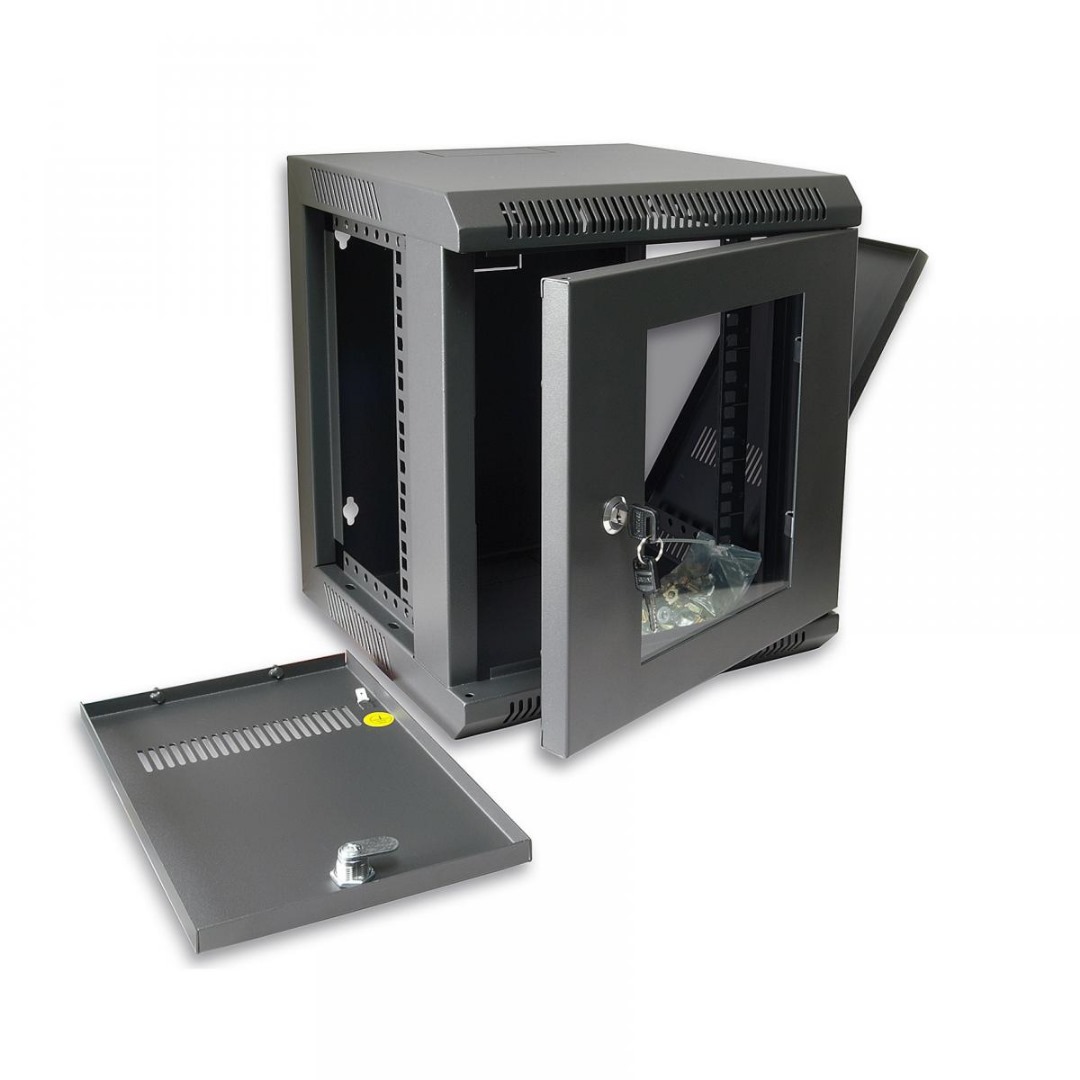 رک دیواری شبکه – امنیت و نظم در تجهیزات.بدنه فلزی مقاوم با طراحی قفل‌دار برای امنیت بیشتر - پنجره شفاف برای بررسی وضعیت تجهیزات بدون نیاز به باز کردن درب - تهویه مناسب برای جلوگیری از افزایش دما - مناسب برای نصب سوئیچ‌ها، روترها، پچ‌پنل‌ها و تجهیزات شبکه