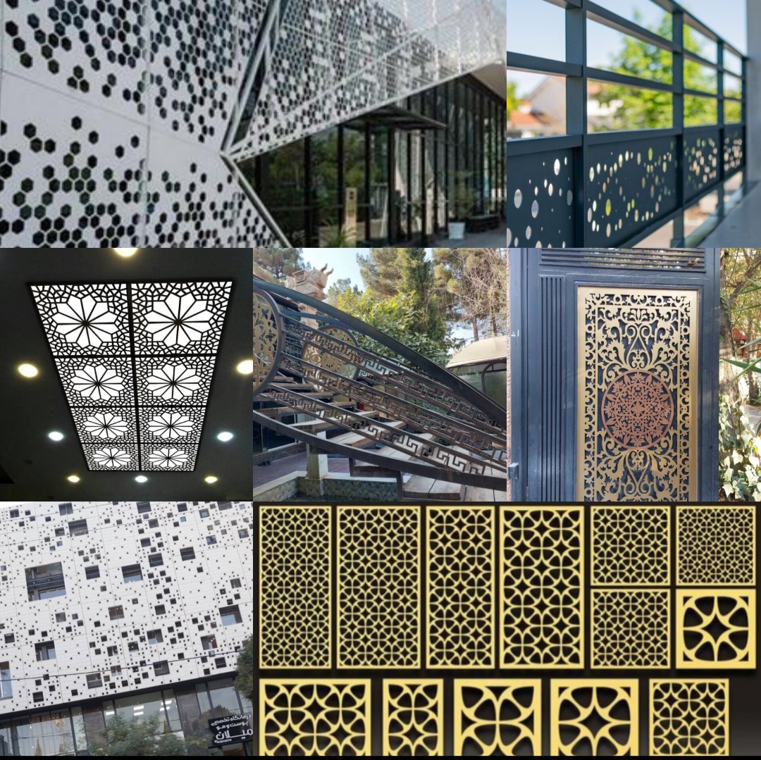 پنل های فلزی تزئینی با طراحی اسلیمی و مدرن .در این مجموعه تصویری ، نمونه های چشم نوار  از پنل های فلزی را مشاهده میکنید این پنل ها با برش های دقیق و الگوهای متفاوت جلوه ای منحصر به فرد به فضاهای معماری می‌بخشد.