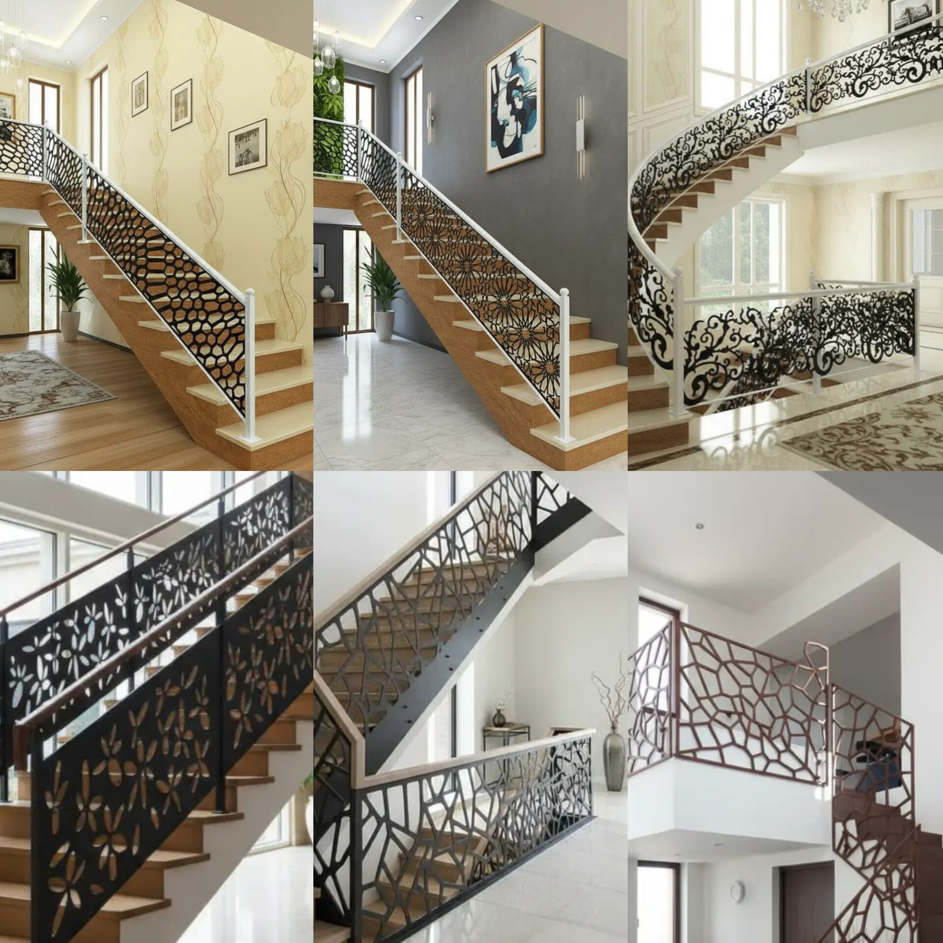 نرده‌های فلزی دکوراتیو با طراحی مدرن و برش لیزری  نرده‌های راه‌پله نه‌تنها نقش حفاظتی دارند، بلکه می‌توانند به یکی از عناصر زیبایی‌شناسی فضا تبدیل شوند. در این مجموعه، نمونه‌هایی از نرده‌های فلزی با طراحی‌های خاص و برش لیزری دقیق ارائه شده‌اند که مناسب فضاهای داخلی مدرن، مینیمال و لوکس هستند